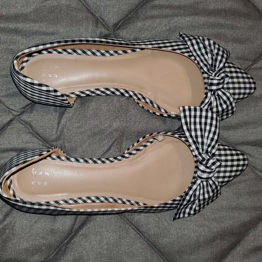 NEW A New Day Size 7 Black Checkered Slip-On Flats